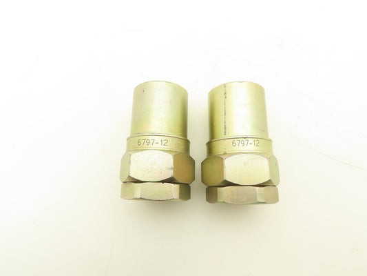 Brennan 6797-12 Long End Hydraulic Connector Non-Latching Lot of 2