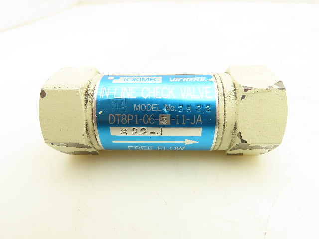 Vickers DT8P1-06-5-11-JA Tokimec In-line Check Valve 3/4" NPT