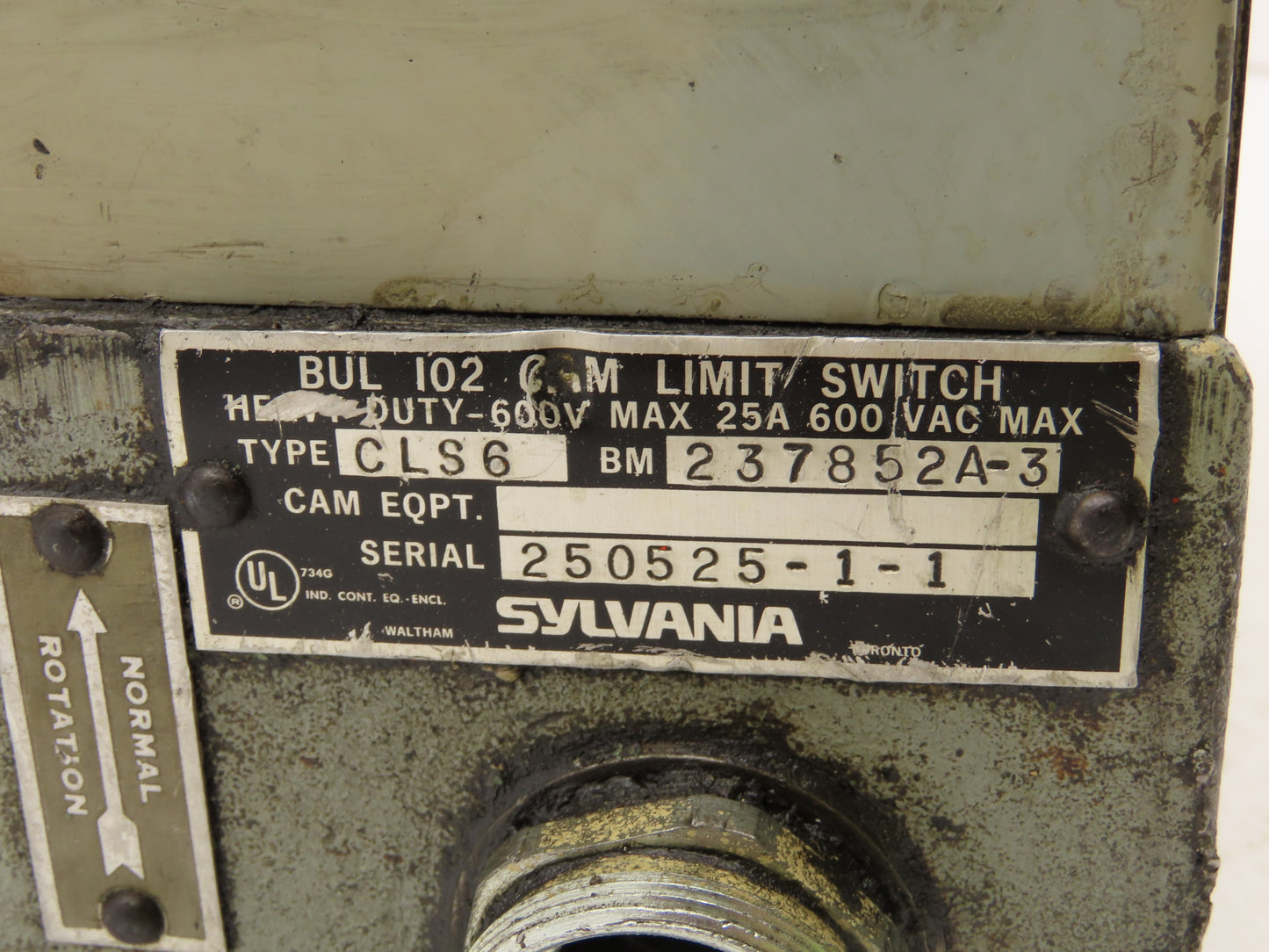 Sylvania CLS6 Rotating Cam Limit Switch 6-Circuit 25A 600V 237852A-3