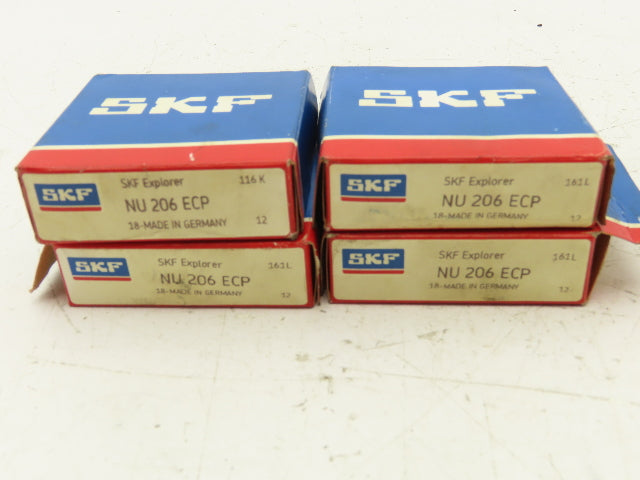 SKF NU206 ECP Cylindrical Roller Bearing 30MM Bore 62MM OD 16MM Width Lot Of 4