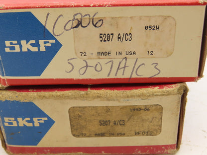 SKF 5207 A/C3 Double Bearing 35MM Bore 72MM OD 27MM Width Lot Of 2