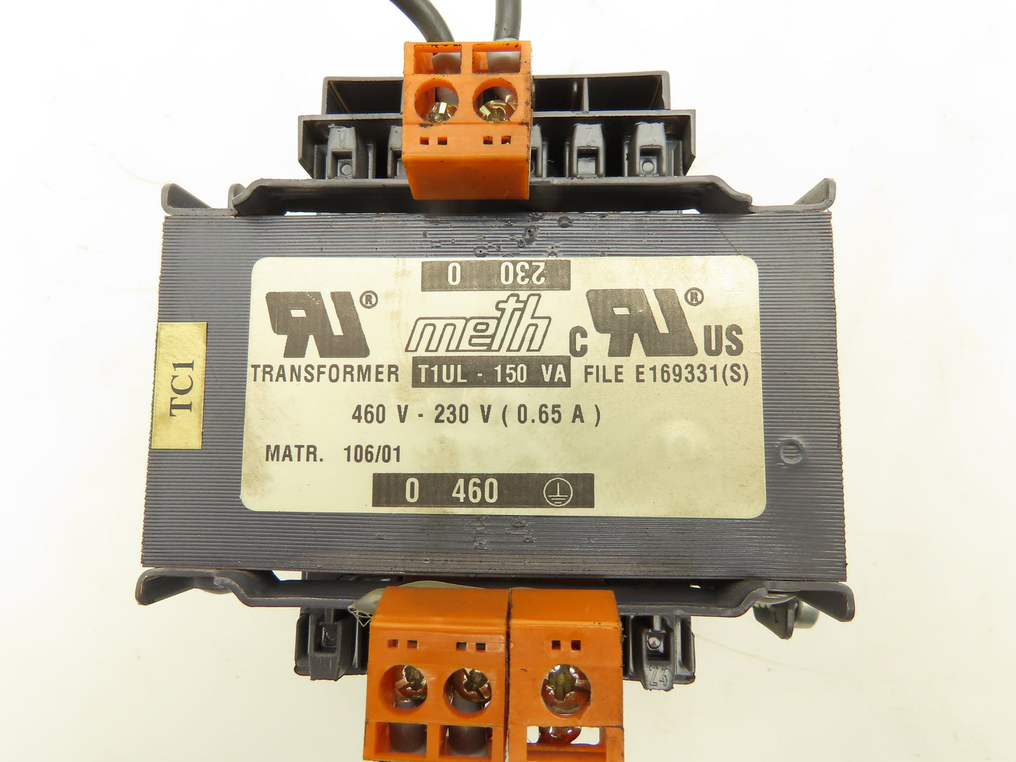 Meth T1UL-150VA Industrial Control Transformer 460/230V 0.65A