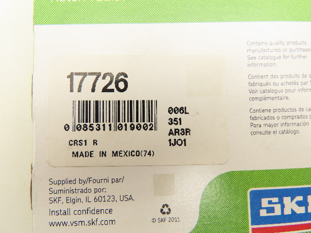 SKF 17726 Single Lip Oil Seal Solid 1.750"ID 3.154"OD 0.313"Width Lot Of 3
