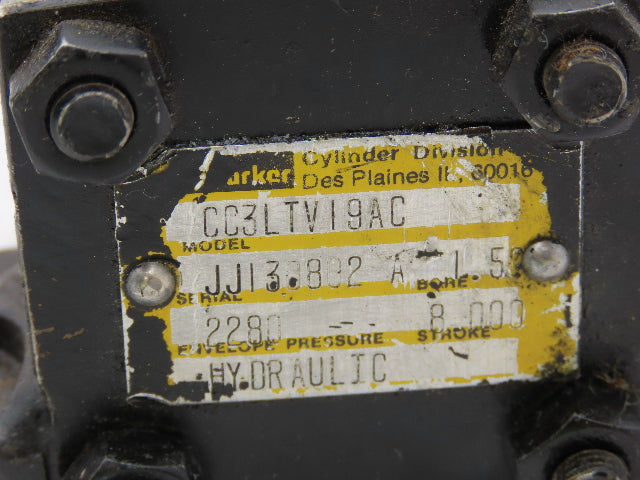 Parker CC3LTV19AC 3L Hydraulic Cylinder 1.5" Bore 8" Stroke 2280 PSI Side Lug