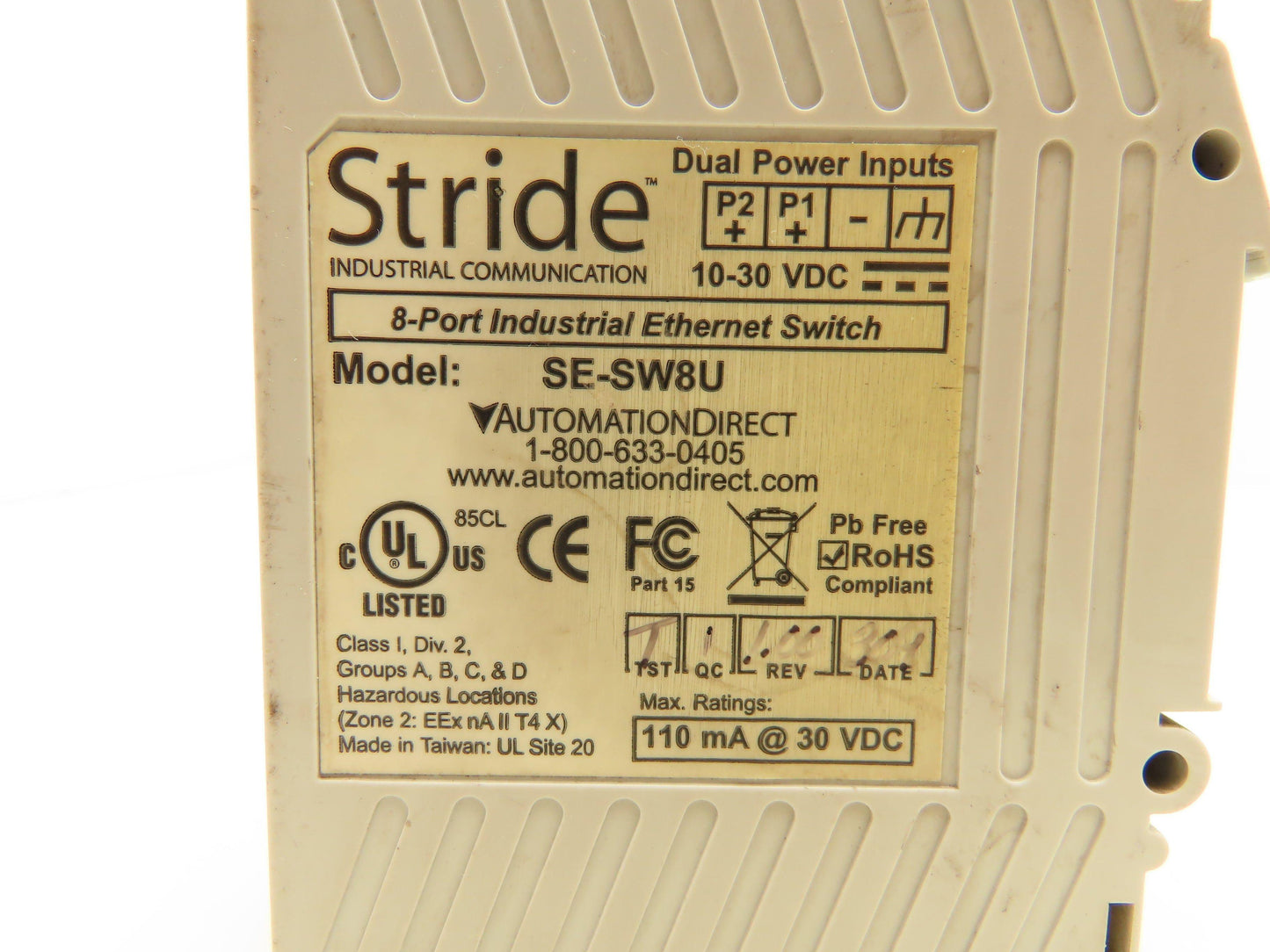 Stride SE-SW8U Automation Direct 8 Port Industrial Ethernet Switch 10-30 VDC