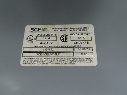 SCE SCE-30EL3008LP Industrial Electrical Enclosure With Backplate 30x30x8"