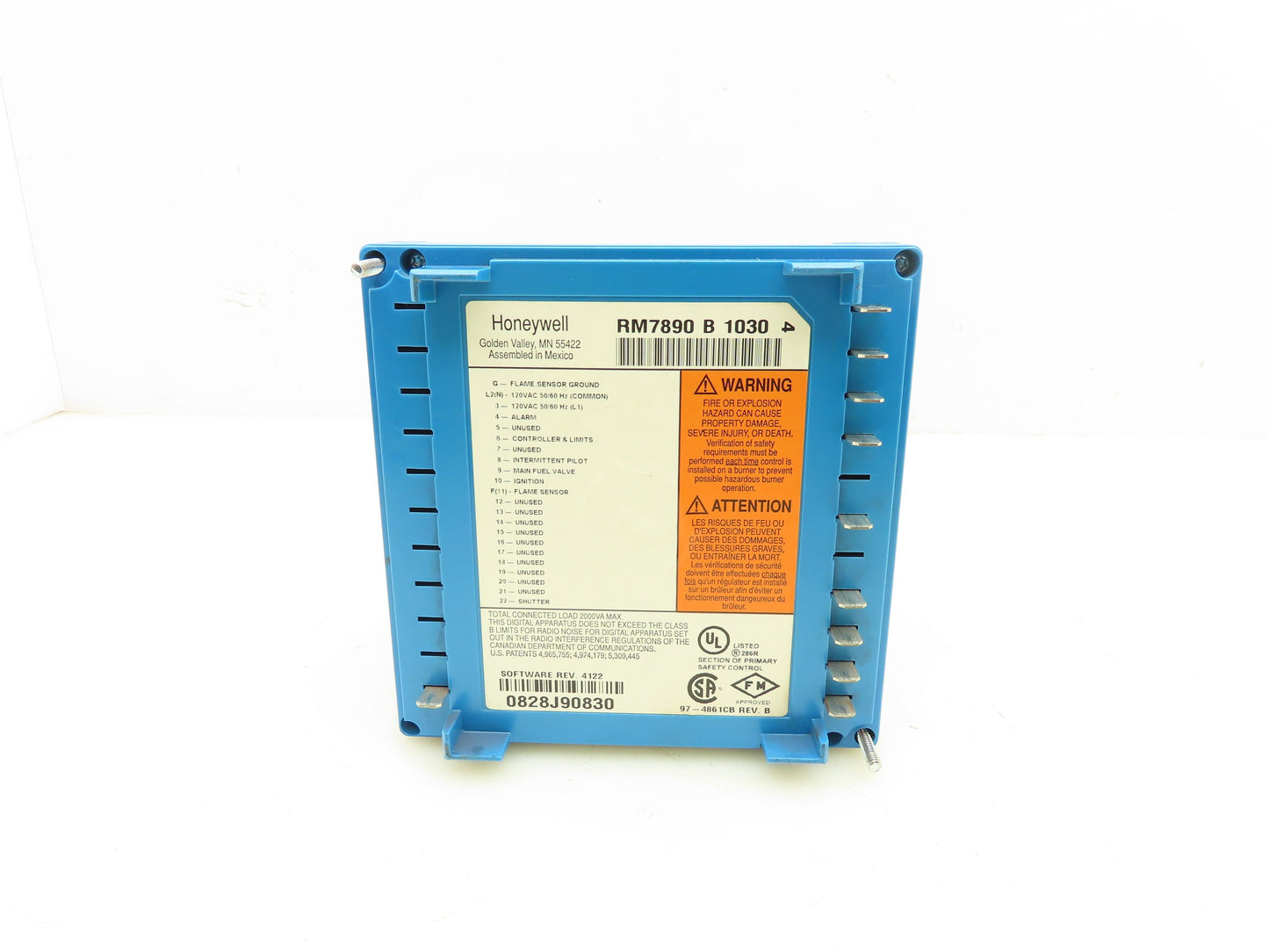Honeywell RM7890B1030 Burner Flame Control Relay Module JR2 Cut No base