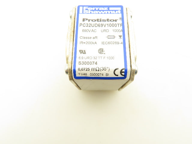 Ferraz Shawmut PC32UD69V1000TF Protistor 690VAC 1000A Fuse Semiconductor Type
