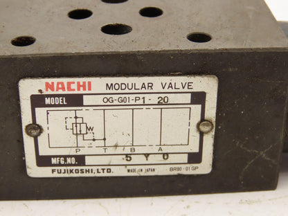 Nachi OG-G01-P1-20 Hydraulic Pressure Reducing Valve  Lot of 3