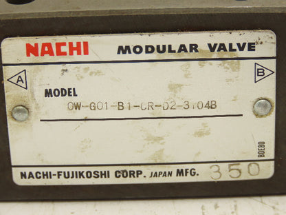 Nachi OW-G01-B1-CR-D2-3104B Hydraulic Modular Pressure Switch Valve