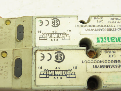 Numatics 123BB63AMN56Y61 Pneumatic Directional 4/3 Solenoid Valve 24VDC Lot of 2