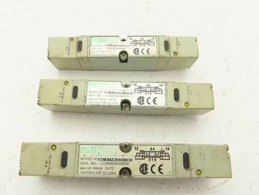 Numatics 123BB6Z2KN00030 Pneumatic Directional 4/3 Solenoid Valve 120V Lot of 3