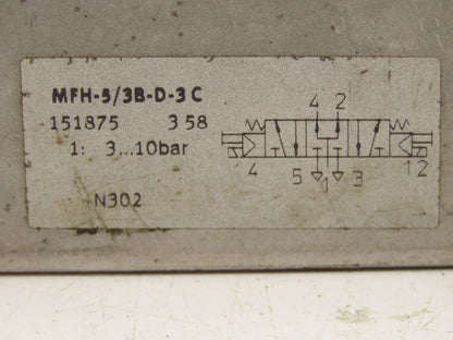 Festo MFH-5/3B-D-3-C Pneumatic Double Solenoid Valve 24VDC 5/3