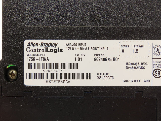 Allen Bradley 1756-IF8/A ControlLogix Analog Input Module 8 Point