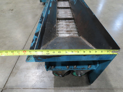 Tsubaki CNC Chip Conveyor 84" Infeed 44" Discharge 220V 3PH w/Coolant Tank Pump