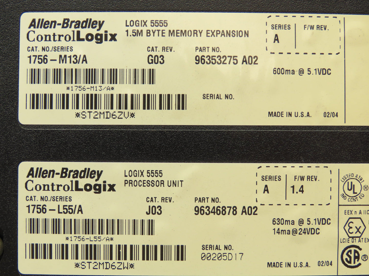 Allen Bradley 1756-M13/A ControlLogix Processor Unit Memory Expansion Module
