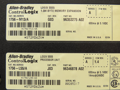 Allen Bradley 1756-M13/A ControlLogix Processor Unit Memory Expansion Module