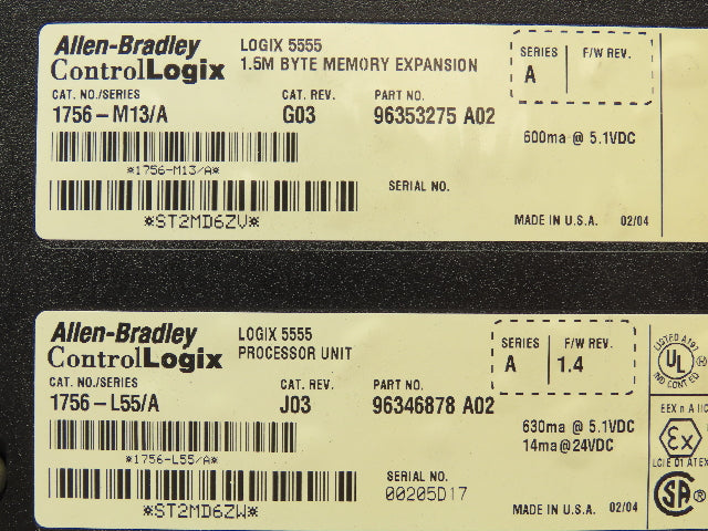 Allen Bradley 1756-M13/A ControlLogix Processor Unit Memory Expansion Module