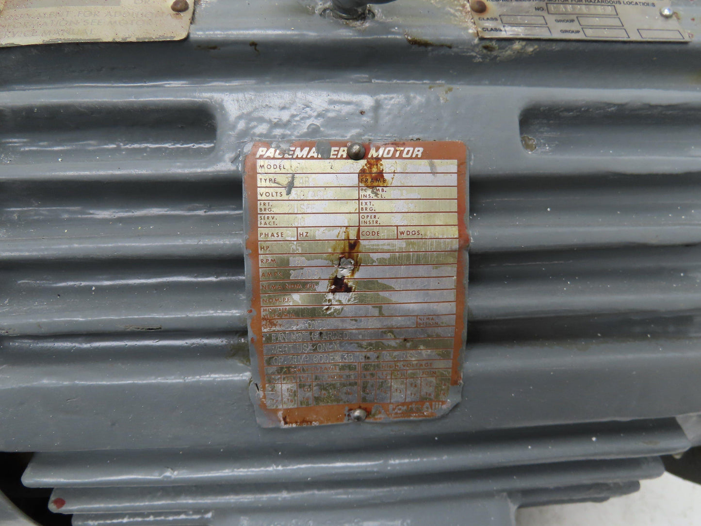 Pacemaker AC Electric Motor 7.5Hp 1180RPM Vertical Mount Haz Loc 230/460V 3Ph