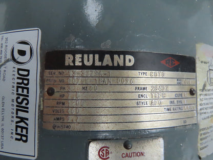Reuland AC Electric Motor 7.5Hp 1200RPM Vertical Mount 460V 3Ph 284DZ Frame