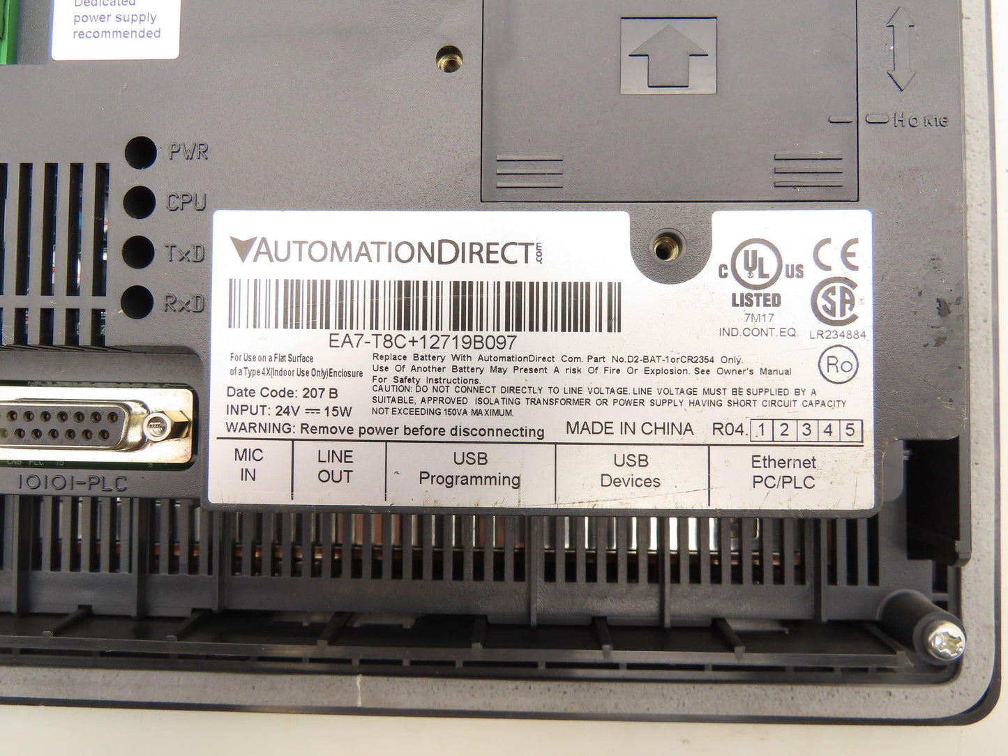 Automation Direct EA7-T8C HMI Touchscreen Operator Control Monitor