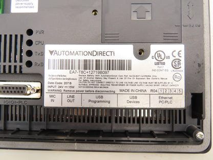Automation Direct EA7-T8C HMI Touchscreen Operator Control Monitor