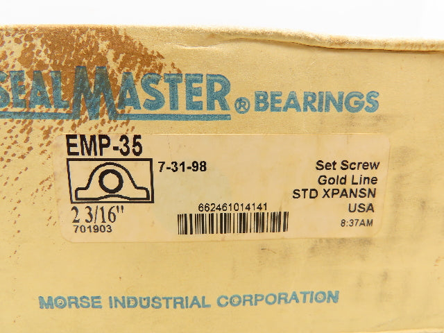SealMaster EMP-35 2 3/16 Pillow Block Ball Bearing Unit 2-3/16" Bore Cast Iron