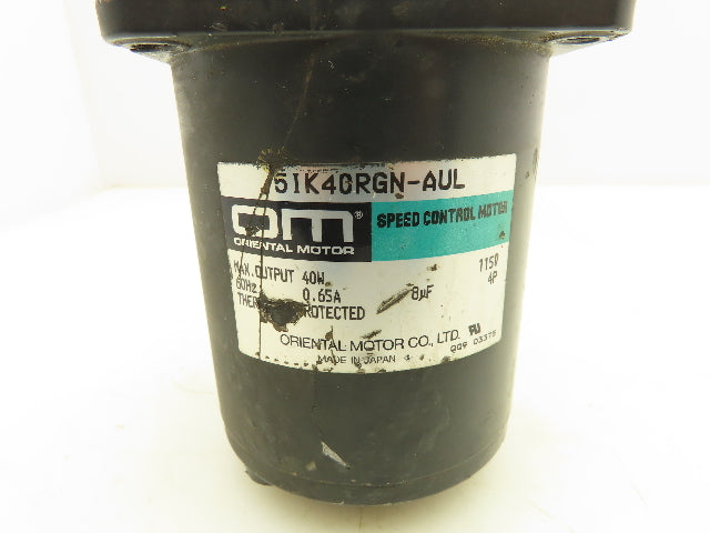 Oriental Motor 5IK40RGN-AUL Speed Control Induction Motor 40W .65A 4P 115V