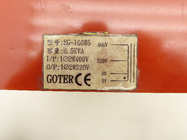 Goter SG-10065 Power Transformer 6.5KVA HV 400V LV 220V 1PH