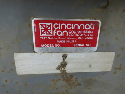 Cincinnati SQBI-130 Backward Incline Blower 1/2 Fan Width 5HP 3Ph 2342CFM