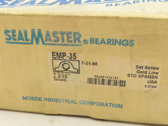 SealMaster EMP-35 Pillow Block Ball Bearing Unit 2-3/16"Bore Two Bolt Base Cast Iron
