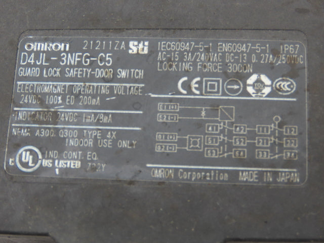 Omron D4JL-3NFG-C5 Guard Lock Safety-Door Switch  Lot of 2