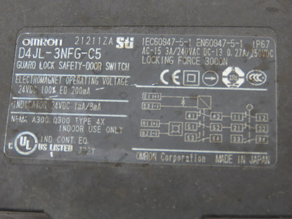 Omron D4JL-3NFG-C5 Guard Lock Safety-Door Switch  Lot of 2