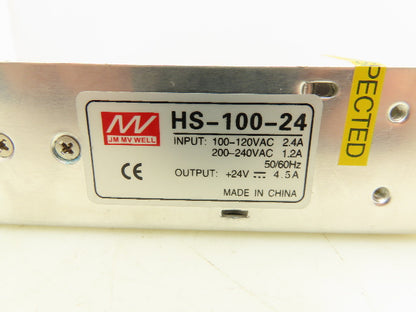 JM MV WELL HS-100-24 Switching Mode Power Supply IN 120/240V Out 24VDC 4.5A