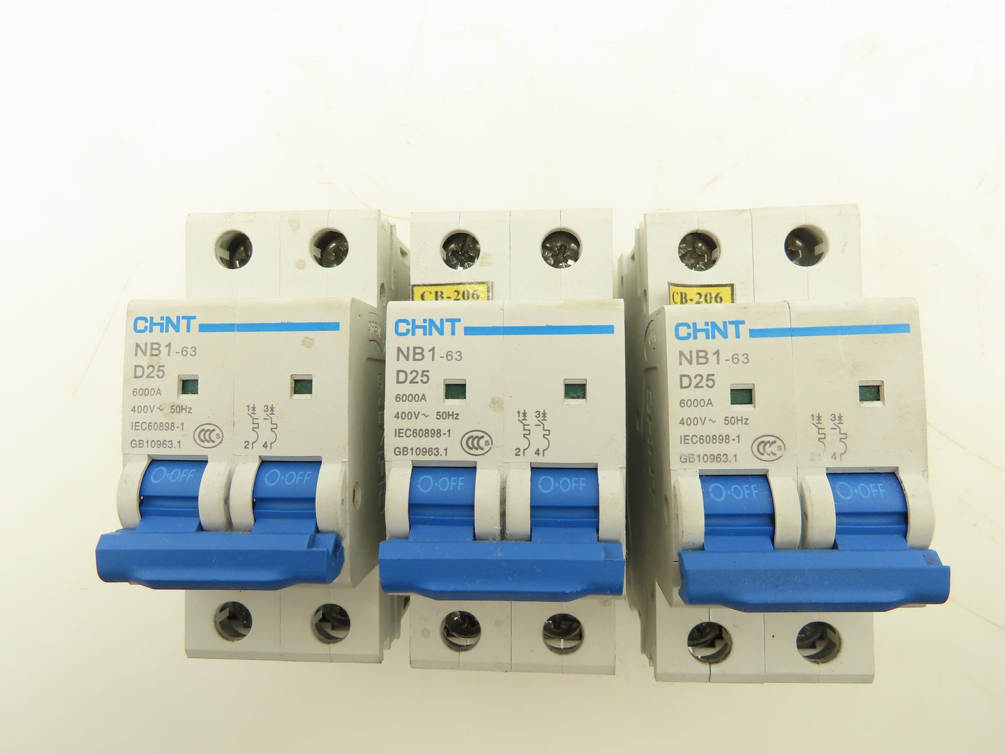 Chint NB1-63 D25 Circuit Breaker 2-Pole 6000A 400V Lot of 3