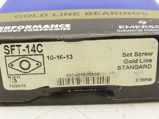 SealMaster SFT-14C 2 Bolt Flange Mount Ball Bearing Unit 7/8"Bore Cast Iron