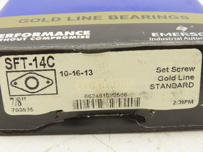 SealMaster SFT-14C 2 Bolt Flange Mount Ball Bearing Unit 7/8"Bore Cast Iron