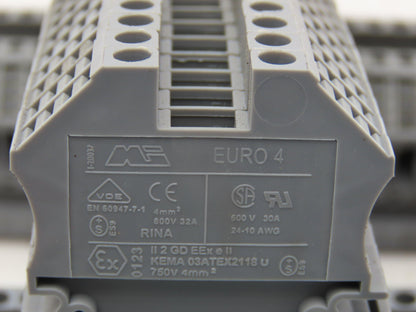 Morsettitalia MI EURO 4 Terminal Blocks Din Rail Block 600V 30A Lot of 199
