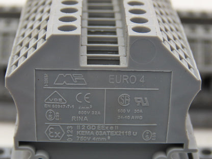 Morsettitalia MI EURO 4 Terminal Blocks Din Rail Block 600V 30A Lot of 199