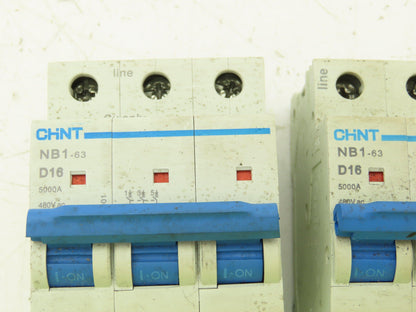 Chint NB1-63 D16 Circuit Breaker 5000A 480V 3 Pole Lot of 3