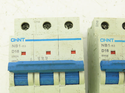 Chint NB1-63 D16 Circuit Breaker 5000A 480V 3 Pole Lot of 3