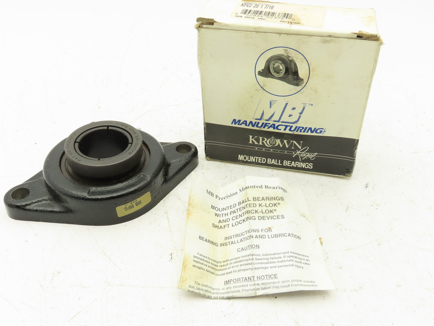 Krown Regal KFC2 25 1-7/16 2-Bolt Flange Mount Ball Bearing Unit 1-7/16" Bore