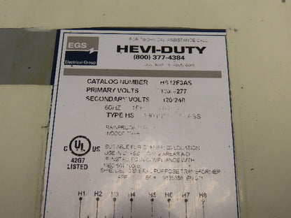 EGS HS12F3AS Hevi-Duty Industrial Control Transformer 120-277V 1PH 3KVA