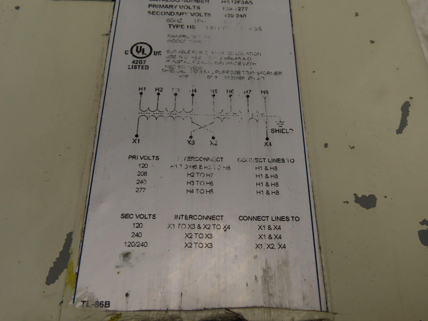 EGS HS12F3AS Hevi-Duty Industrial Control Transformer 120-277V 1PH 3KVA