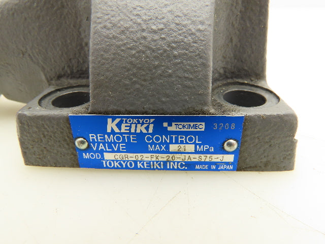 Tokyo Keiki Tokimec CGR-02-FK-20-JA-S75-J Hydraulic Remote Relief Valve