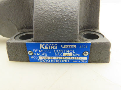 Tokyo Keiki Tokimec CGR-02-FK-20-JA-S75-J Hydraulic Remote Relief Valve