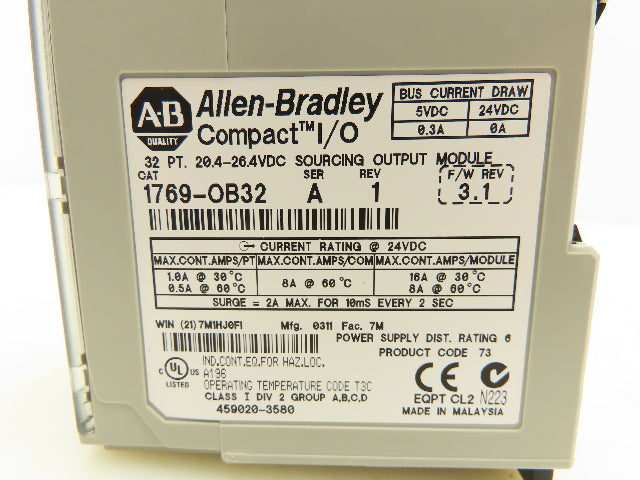Allen Bradley 1769-OB32 Compact I/O Sourcing Output Module 32 Point