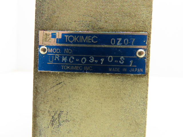 Tokimec URMC-03-10-S1 Hydraulic Check Valve Sandwich Module for Relief Valve