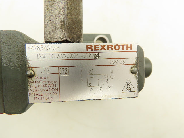 Rexroth DBE 20-37/200XY-509 K4 Hydraulic Proportional Pressure Relief Valve