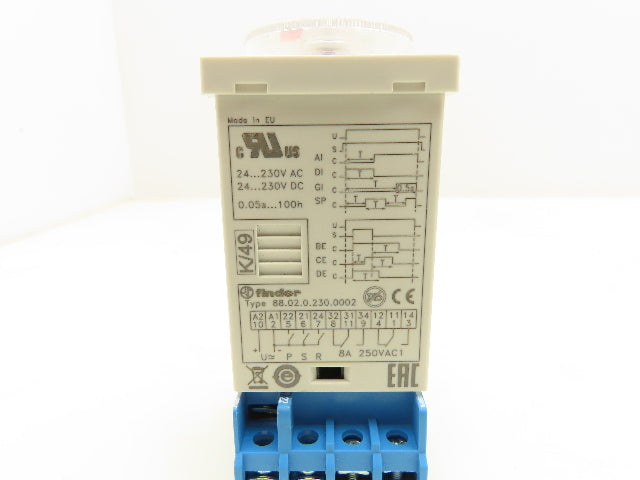 Finder 88.02 Multi-Voltage Plug-In Timer Socket Relay Base 0.5sec-100hr Lot of 2